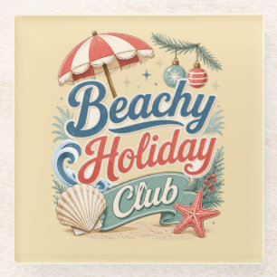 Dessous-de-verre En Verre Club de vacances balnéaire Noël rétro sur la côte