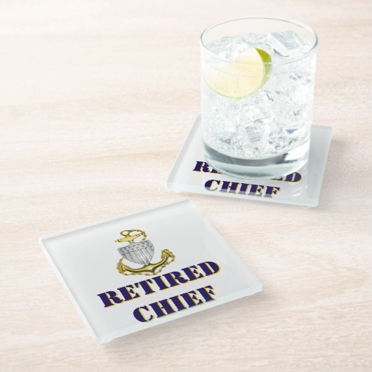 Dessous-de-verre En Verre Coast Guard Chief Retired (Incliné)