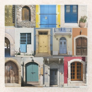 Dessous-de-verre En Verre coaster des portes colorées de Chypre