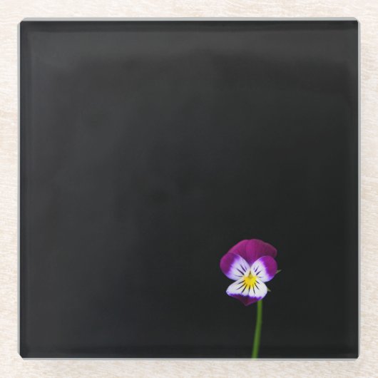 Dessous-de-verre En Verre Coastère aux fleurs violettes (Devant)
