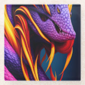 Dessous-de-verre En Verre Cobra serpent avec écailles orange et violette vib (Devant)