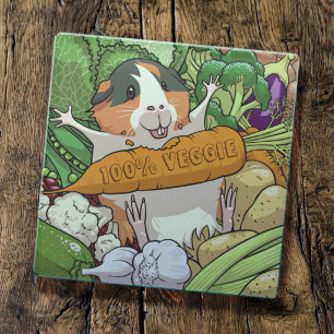 Dessous-de-verre En Verre Cochon d'Inde mignon 100% Carotte Légume Dessin An