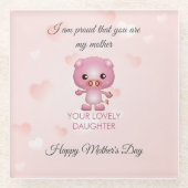 Dessous-de-verre En Verre Cochon rose (Devant)