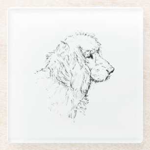 Dessous-de-verre En Verre Cocker Spaniel – Dessin au trait minimaliste de ch