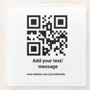Dessous-de-verre En Verre code-barres personnalisé simple ajoutez votre text
