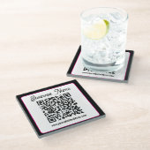 Dessous-de-verre En Verre Code QR avec écriture cursive script (Incliné)