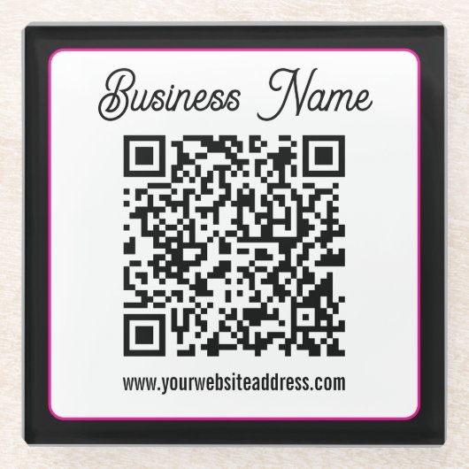 Dessous-de-verre En Verre Code QR avec écriture cursive script (Devant)