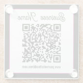 Dessous-de-verre En Verre Code QR avec écriture cursive script (Dos)