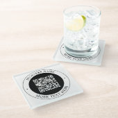 Dessous-de-verre En Verre Code QR avec nom d'entreprise Texte circulaire mod (Incliné)