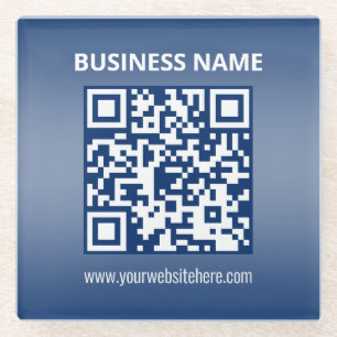 Dessous-de-verre En Verre Code QR Dégradé Bleu (ou toute couleur)