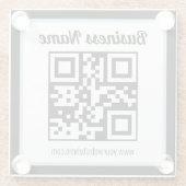 Dessous-de-verre En Verre Code QR éditable & Texte avec bordure bleu clair (Dos)