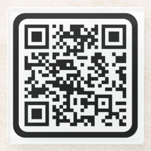 Dessous-de-verre En Verre Code QR moderne éditable Noir Blanc ou toute cou