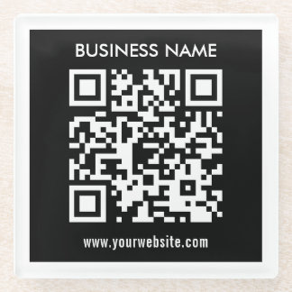 Dessous-de-verre En Verre Code QR modifiable (généré instantanément) | Noir