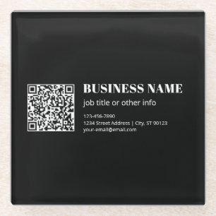 Dessous-de-verre En Verre Code QR personnalisé & Texte rétro-moderne modifia