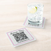 Dessous-de-verre En Verre Code QR scannable avec écriture manuscrite cursive (Incliné)