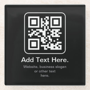 Dessous-de-verre En Verre Code QR scannable moderne Noir Blanc & Gris
