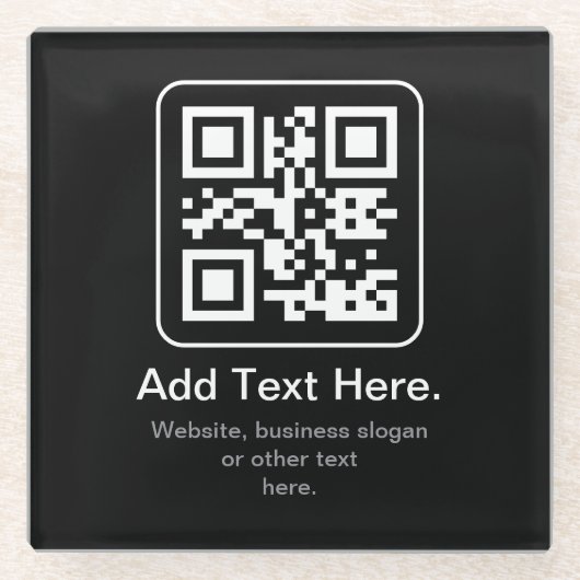 Dessous-de-verre En Verre Code QR scannable moderne | Noir Blanc & Gris (Devant)