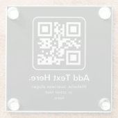 Dessous-de-verre En Verre Code QR scannable moderne | Noir Blanc & Gris (Dos)