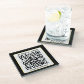 Dessous-de-verre En Verre Code QR scannable modifiable + Nom de votre entrep (Incliné)