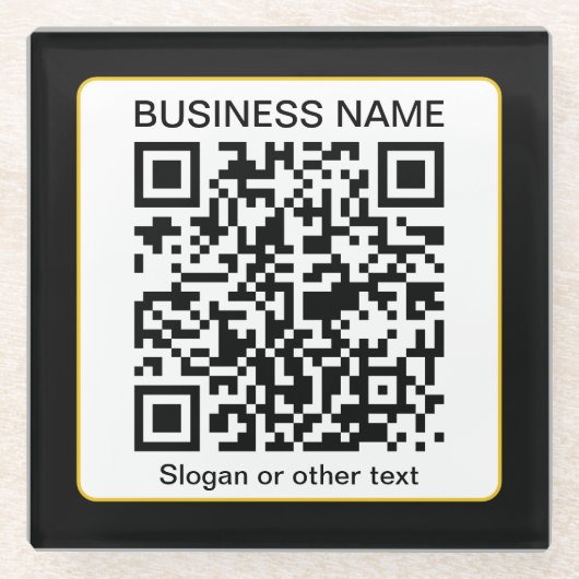 Dessous-de-verre En Verre Code QR scannable modifiable + Nom de votre entrep (Devant)