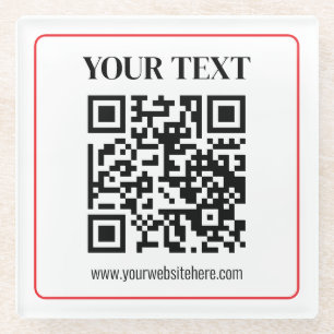 Dessous-de-verre En Verre Code QR simple noir et blanc avec bordure rouge