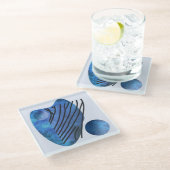 Dessous-de-verre En Verre Coeur bleu (Incliné)