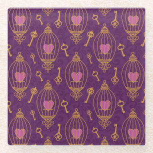 Dessous-de-verre En Verre Coeur-clé-motif