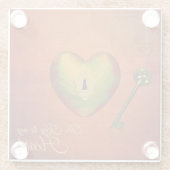 Dessous-de-verre En Verre Coeur d'or avec clé (Dos)