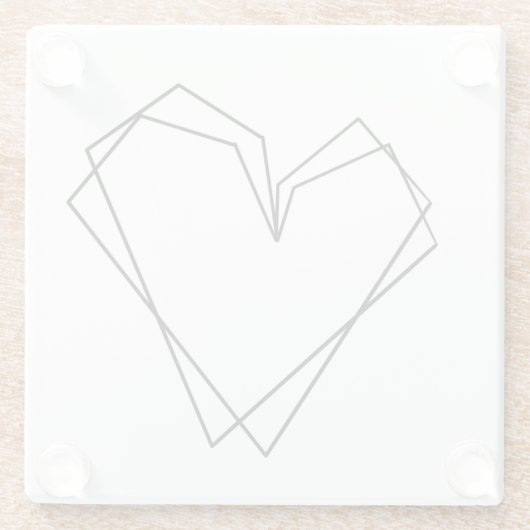 Dessous-de-verre En Verre Coeur simple ligne double noir blanc (Dos)