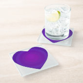 Dessous-de-verre En Verre Cœur violet (Incliné)