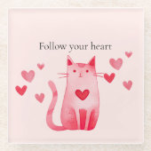 Dessous-de-verre En Verre Coeurs de chat rose pâle (Devant)