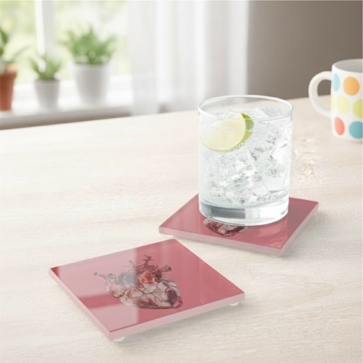 Dessous-de-verre En Verre Coeurs de dessous de verre