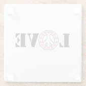 Dessous-de-verre En Verre Coeurs de paix d'amour rose (Dos)