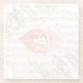 Dessous-de-verre En Verre Coeurs d'or rose pâle Lèvres de Parties scintillan (Dos)