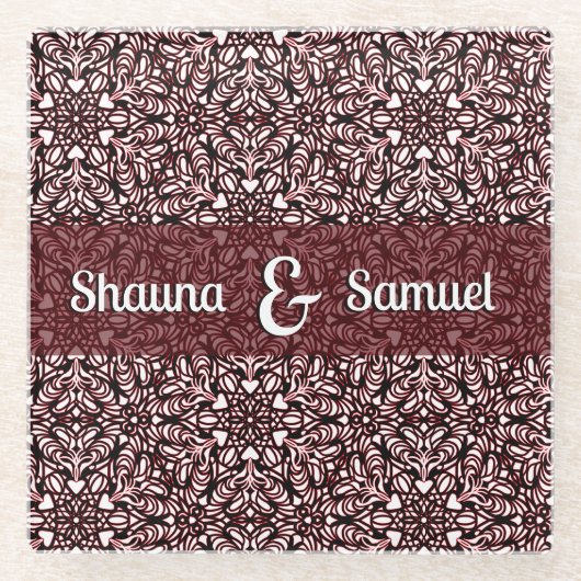 Dessous-de-verre En Verre Coeurs Mandal (Devant)