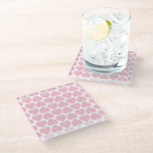 Dessous-de-verre En Verre Coeurs roses Motif, Romantique, Amour
