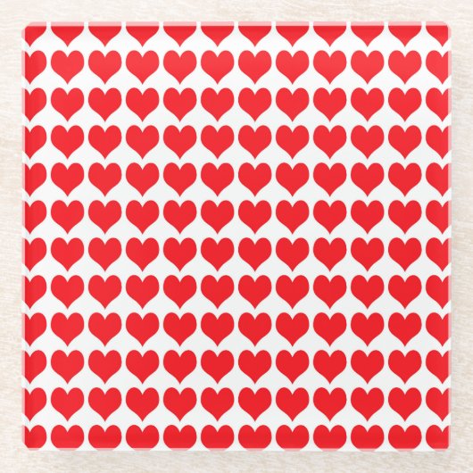 Dessous-de-verre En Verre Coeurs rouges (Devant)
