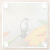 Dessous-de-verre En Verre Colibri sur un plante à fleurs (Dos)