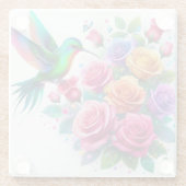Dessous-de-verre En Verre Colibris et Roses (Dos)