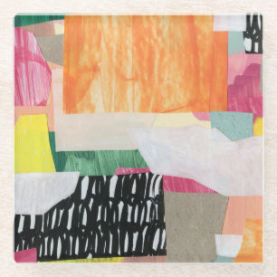 Dessous-de-verre En Verre Collage art, moderne coloré abstrait.