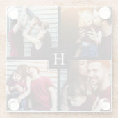 Dessous-de-verre En Verre Collage de 4 photos et monogramme (Dos)