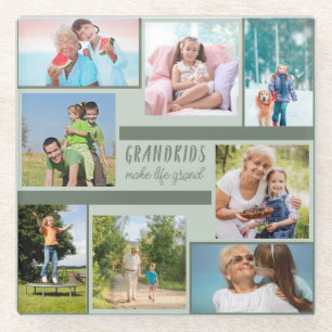 Dessous-de-verre En Verre Collage de 8 photos élégant pour grands-parents Ve