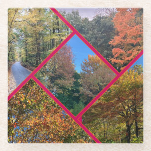 Dessous-de-verre En Verre Collage de feuillage d'automne