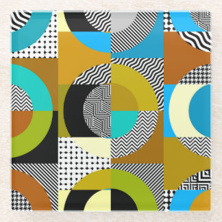 Dessous-de-verre En Verre Collage géométrique : cercles, motif vintage.