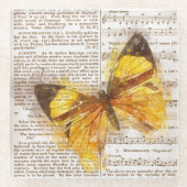 Dessous-de-verre En Verre Collage papillon jaune (Devant)