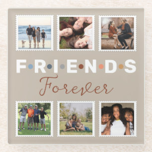 Dessous-de-verre En Verre Collection photo moderne Beige Friends Forever