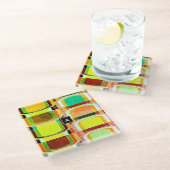 Dessous-de-verre En Verre Coloré Funky Retro Inspiré (Incliné)