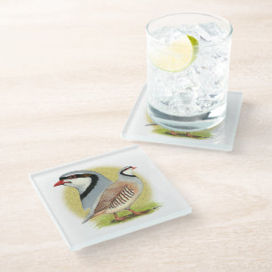 Dessous-de-verre En Verre Combo de perdrix de Chukar