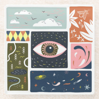 Dessous-de-verre En Verre Comic Nature Space : Illustration d'automne