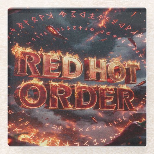 Dessous-de-verre En Verre Commande Rouge Chaud (Devant)